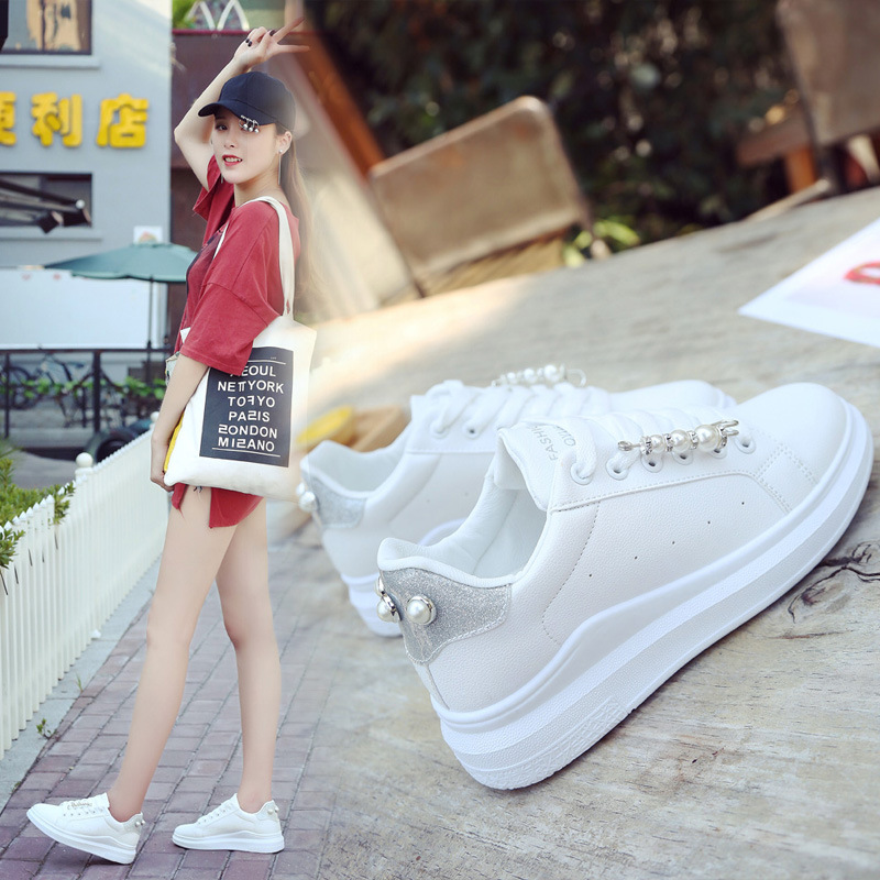 New Korean Style Women's Platform White Shoes