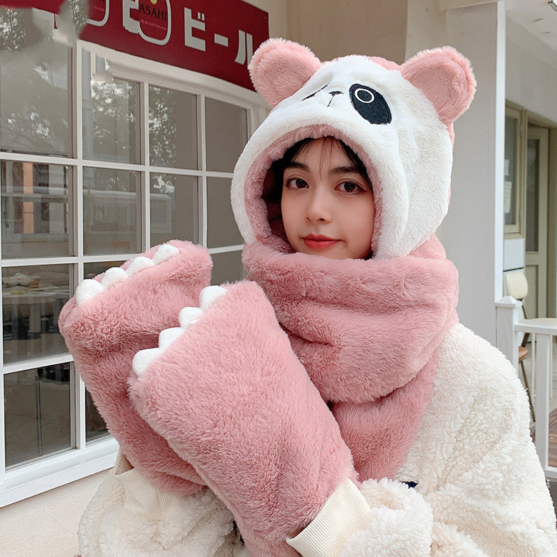 New Panda Lovely Fluffy Hat Women's Winter Outdoor