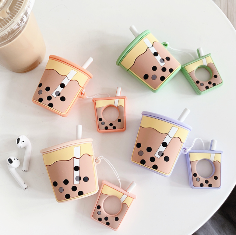 Compatible with Apple, Milk tea silicone earphone cover