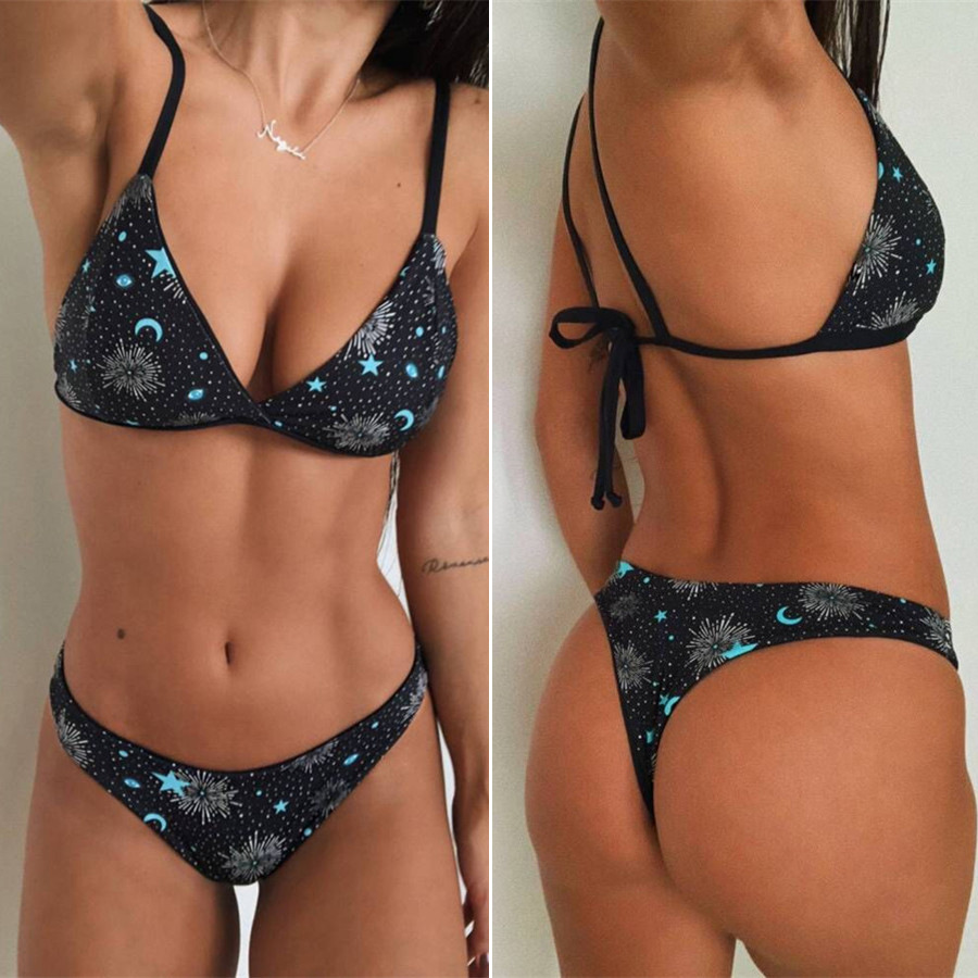 Sexy Print Lady Split Bikini