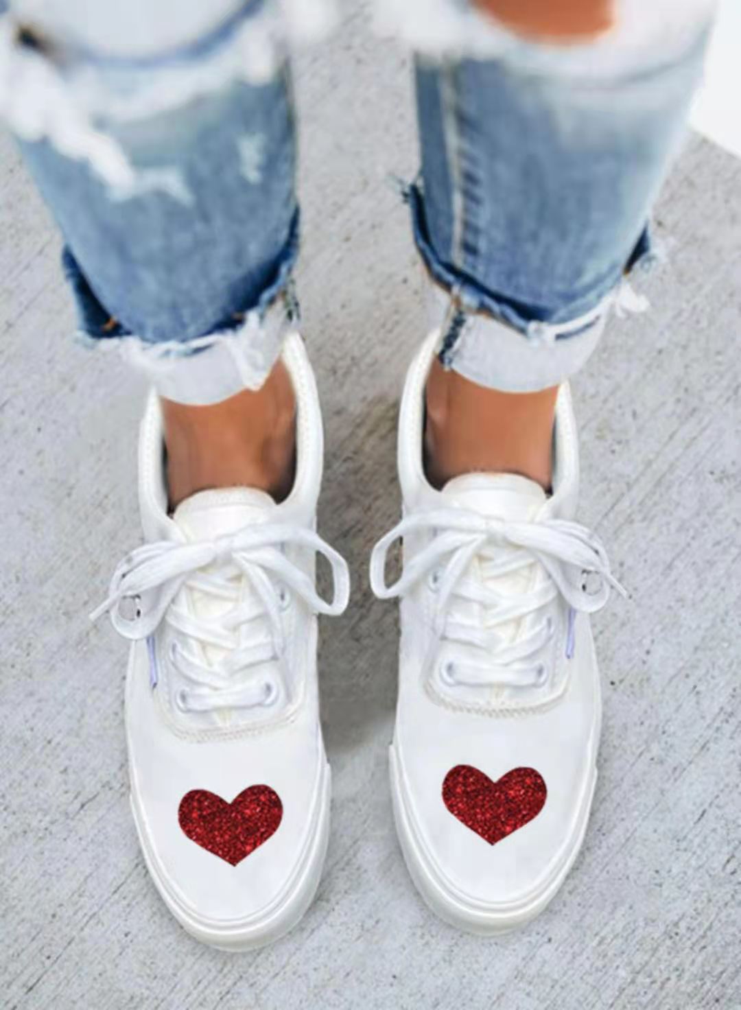 Women's Lace Up Love Pumps Cross Border Large Size Single Shoes