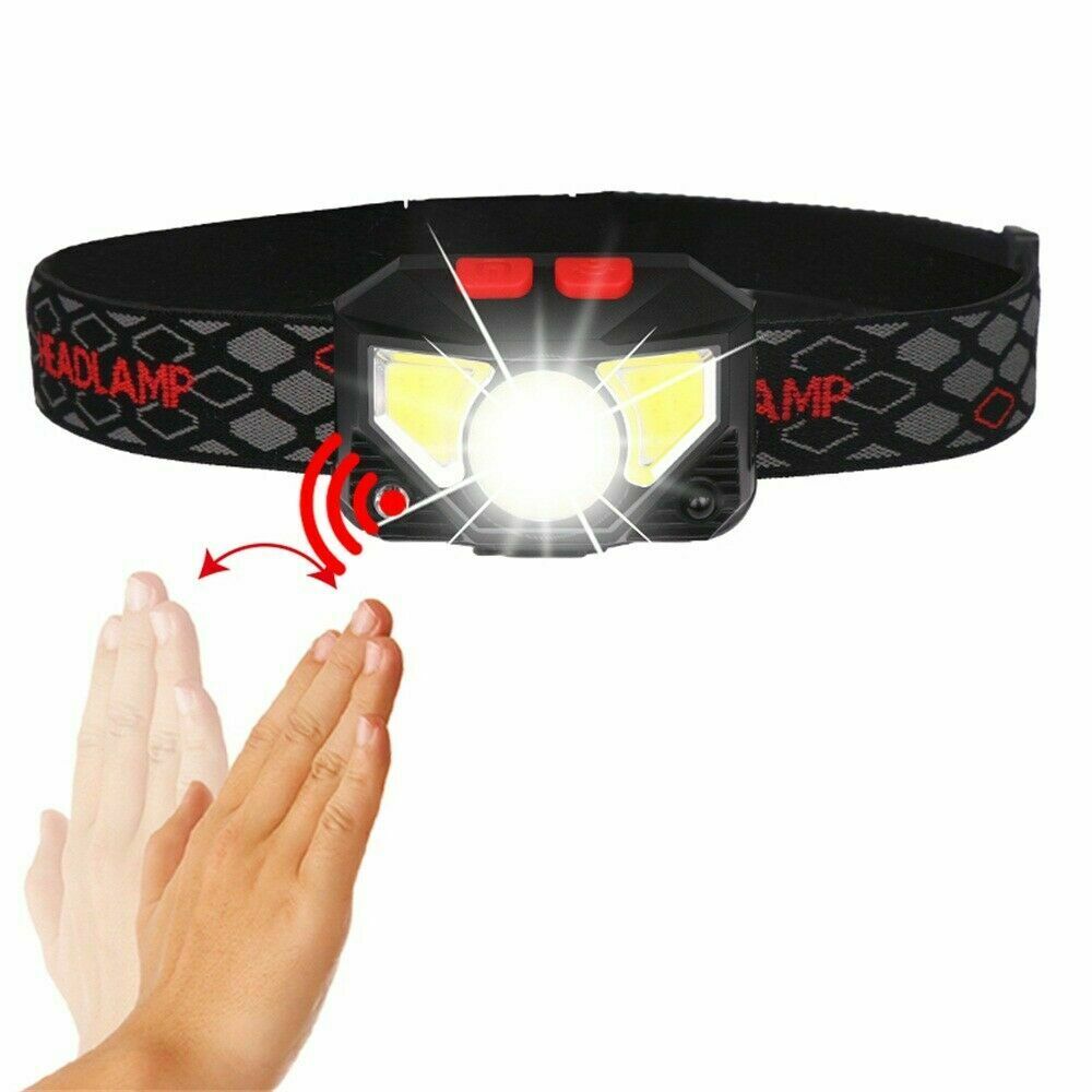 XANES® W826A 650LM XPG+2xCOB LED Induction Sensor Headlamp USB Charging 6 Modes Waterproof Double Switch Fishing Light Flashlight