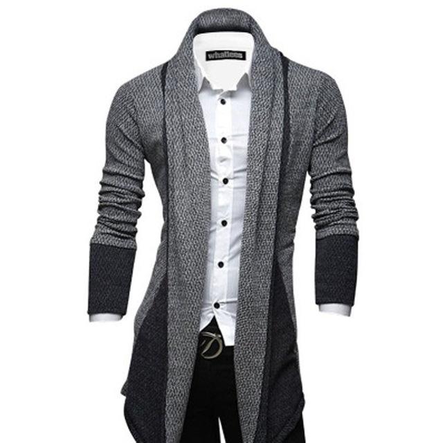 New Men's Fashion Mid Length Knit Cardigan