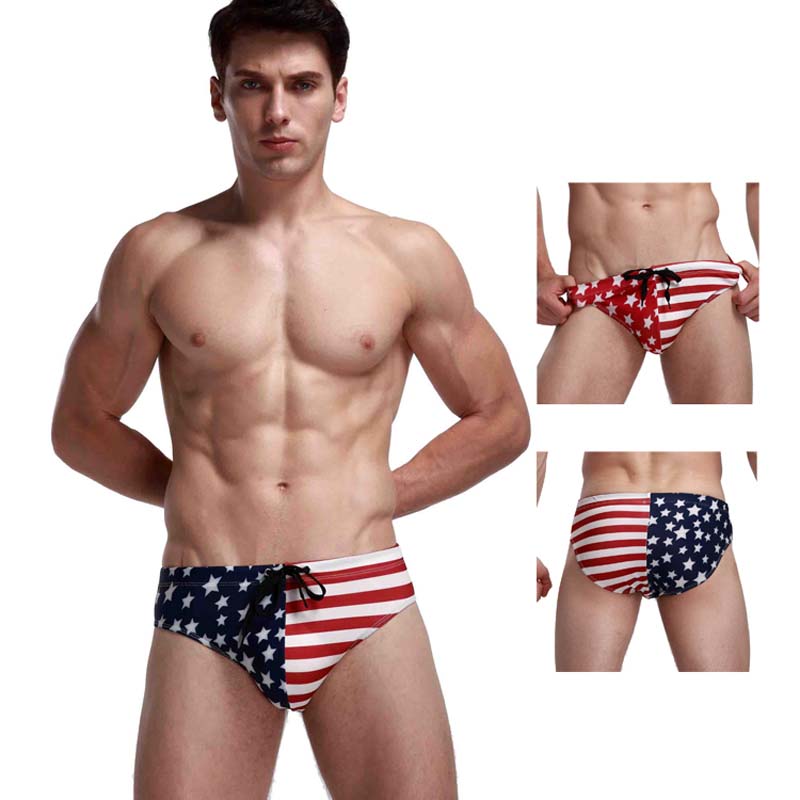 Flag printed beach sweatpants men's briefs