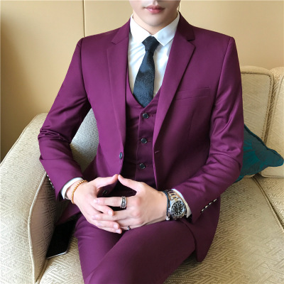 Autumn and winter youth business suit, red wedding dress suit, men's suit, men's three sets