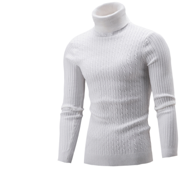 Men's sweater winter tide solid color high lapel sweater
