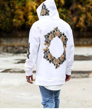 Fleece Embroidery Hooded Sweatshirt
