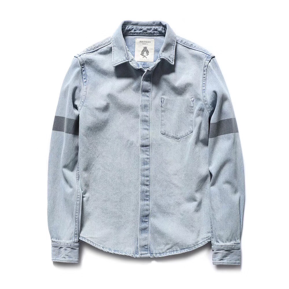 Personality denim long sleeve shirt
