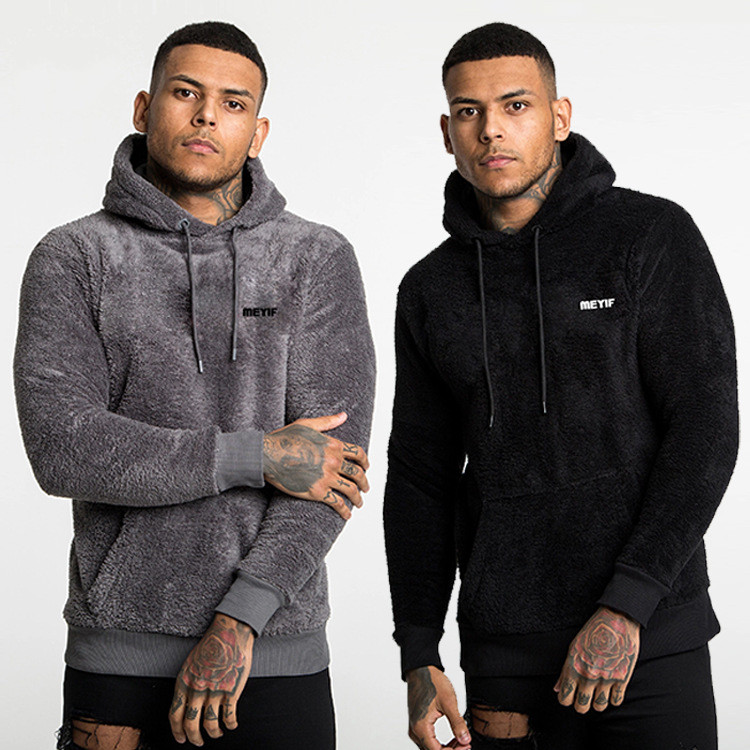 Men's plus velvet padded coat hooded sweater