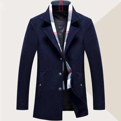 Woolen detachable scarf collar wool coat