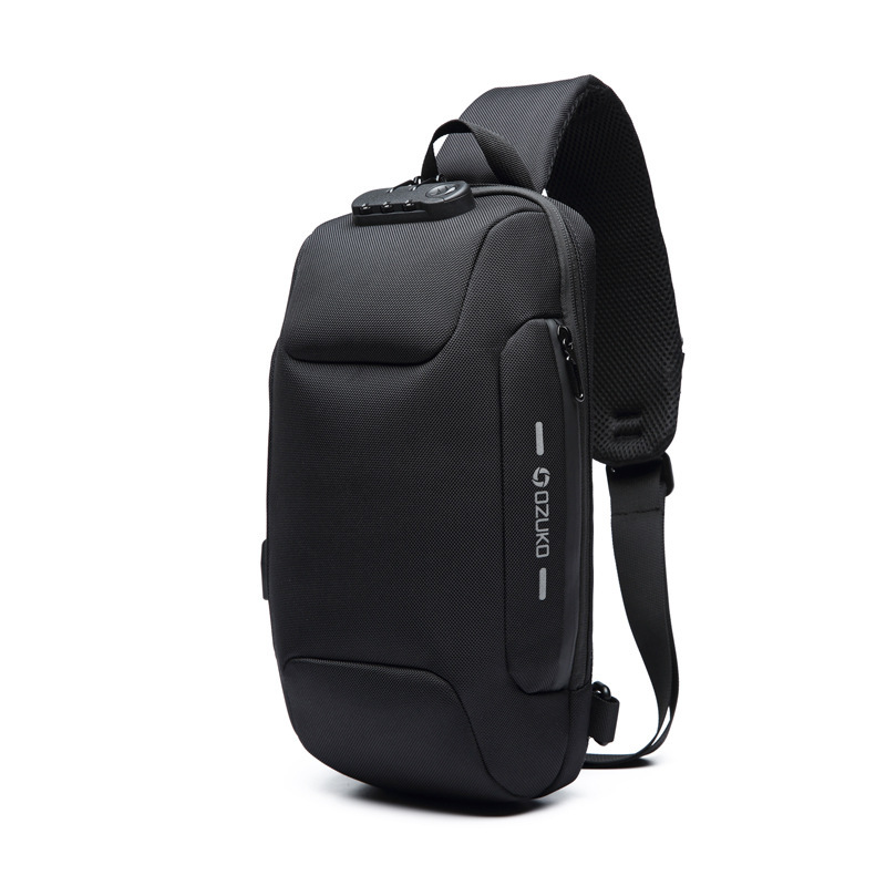 OZUKO Chest Bag USB External Charging Anti-theft Crossbody Bag Waterproof Shoulder Bag for Camping Travel