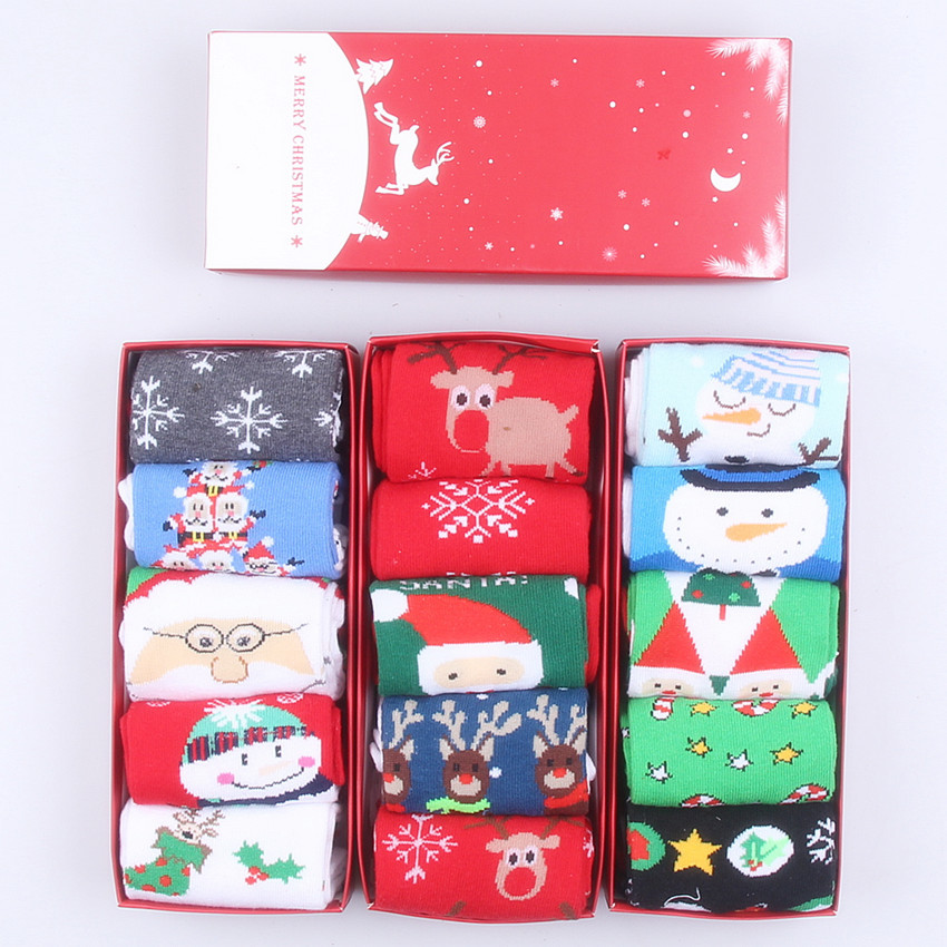 Christmas gift boxed socks elk old man snowflake
