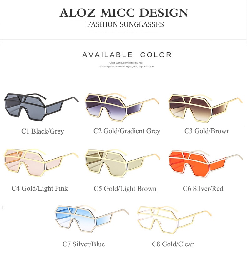 One-piece sunglasses, men's and women's models, fashion sunglasses