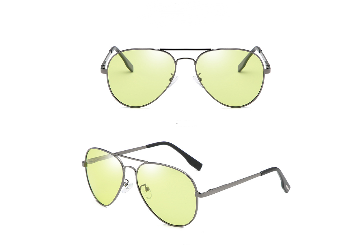 Day and night dual-use anti-blue light intelligent color changing polarized sunglasses men and women sunglasses stainless steel