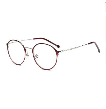 Glasses men and women alloy anti-blue retro round frame flat mirror glasses frame