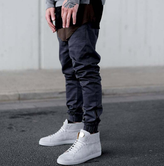 Military Tide brand high street pants zipper beam foot casual pants male Korean version of the loose feet pants shrink leg tight harem pants