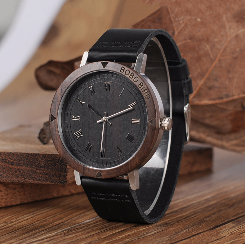 BOBO BIRD wood table handmade bamboo wood leather belt original Japanese movement men's watch