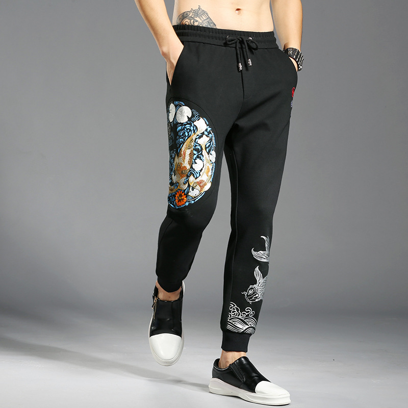 Chaozhou Chinese Style Carp Ethnic Style Personality Slim Pants