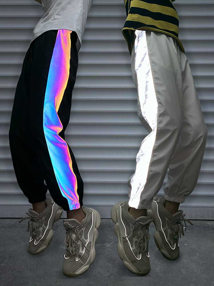 Colorful luminous reflective couple camouflage sweatpants