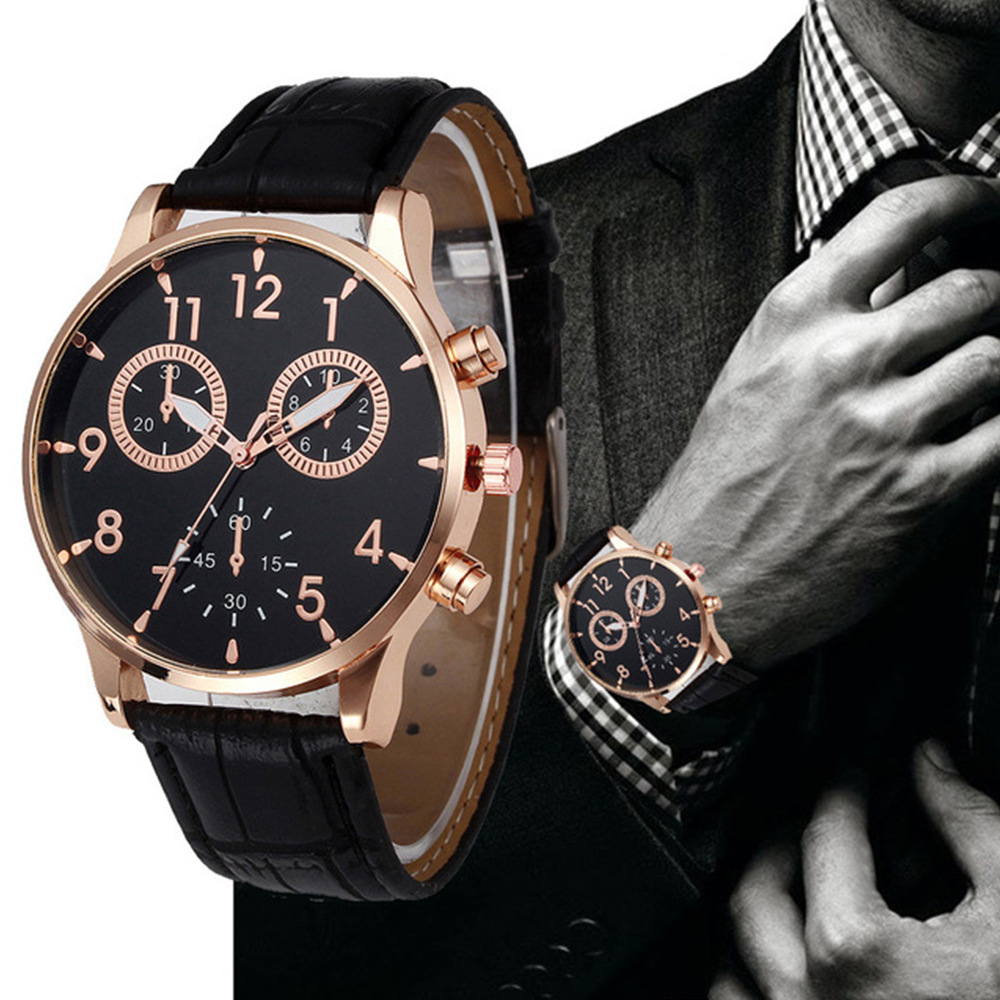 Fashion simple fake two-eye belt watch quartz watch