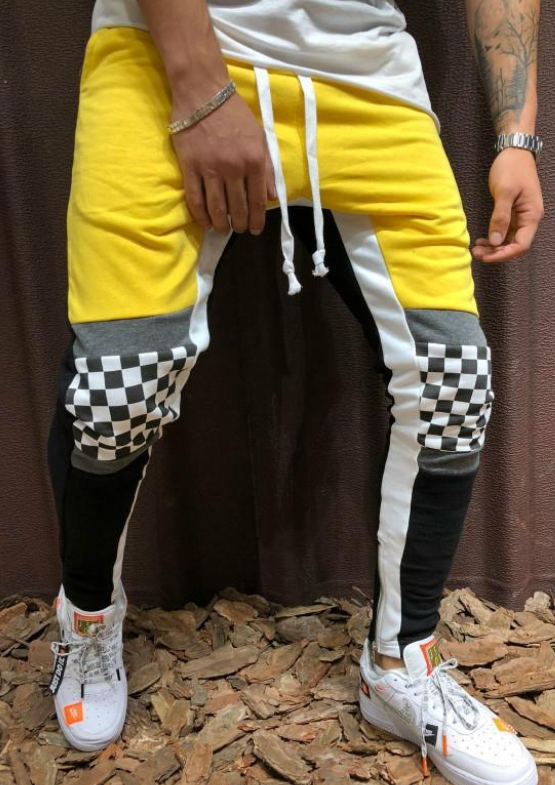 Retro contrast color men's pants