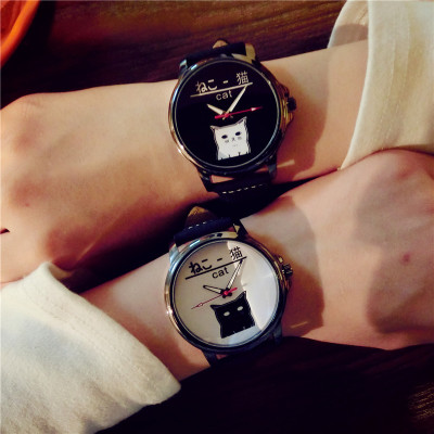 Korean cute cartoon kitten text control belt watch