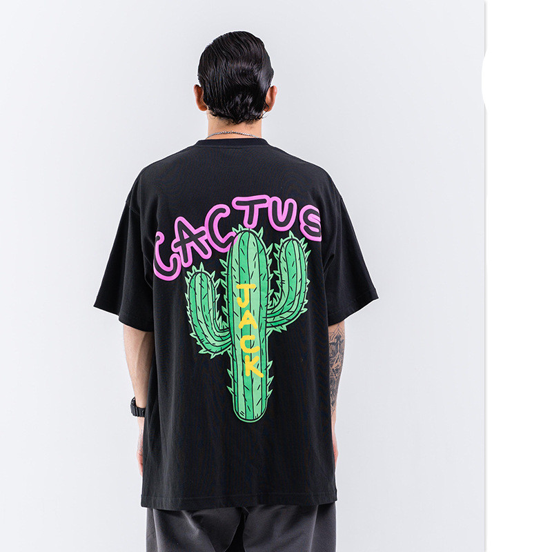 Letter print cactus around short sleeves