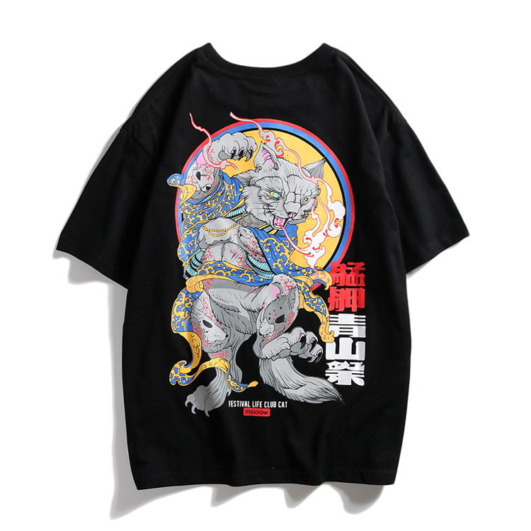 Europe and the United States original street fashion hip hop loose mammoth print T-shirt