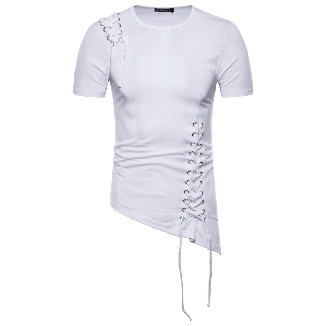 Slim-fit irregularly designed braided short-sleeved T-shirt