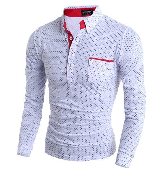Polka Dot T-shirt Men's Casual Slim Long Sleeve