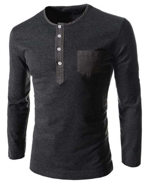 Solid Color Long Sleeve Vertical Cardigan Stand Collar Gentleman Bottoming Shirt Long Sleeve