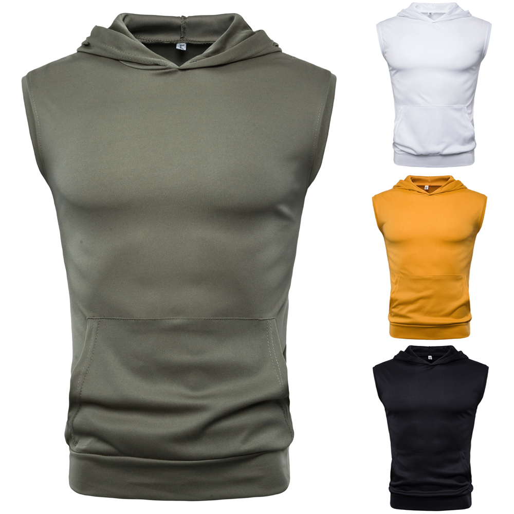 Hooded sports sleeveless sports t-shirt