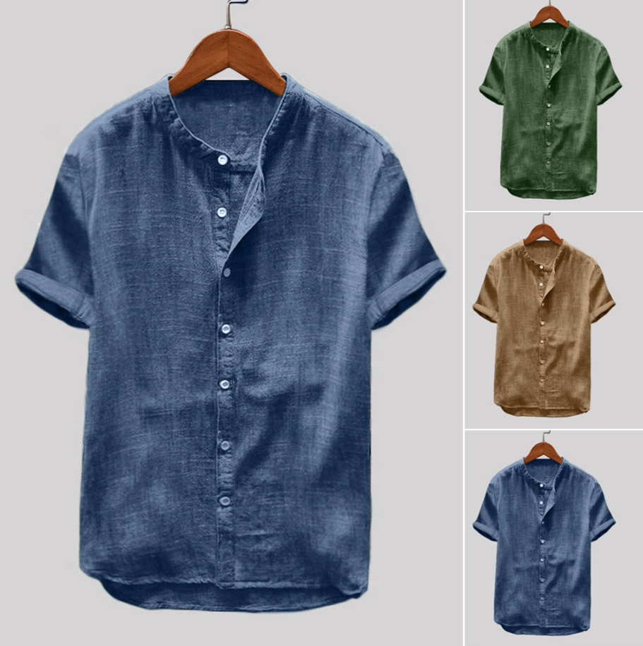 Solid color cotton men's shirt