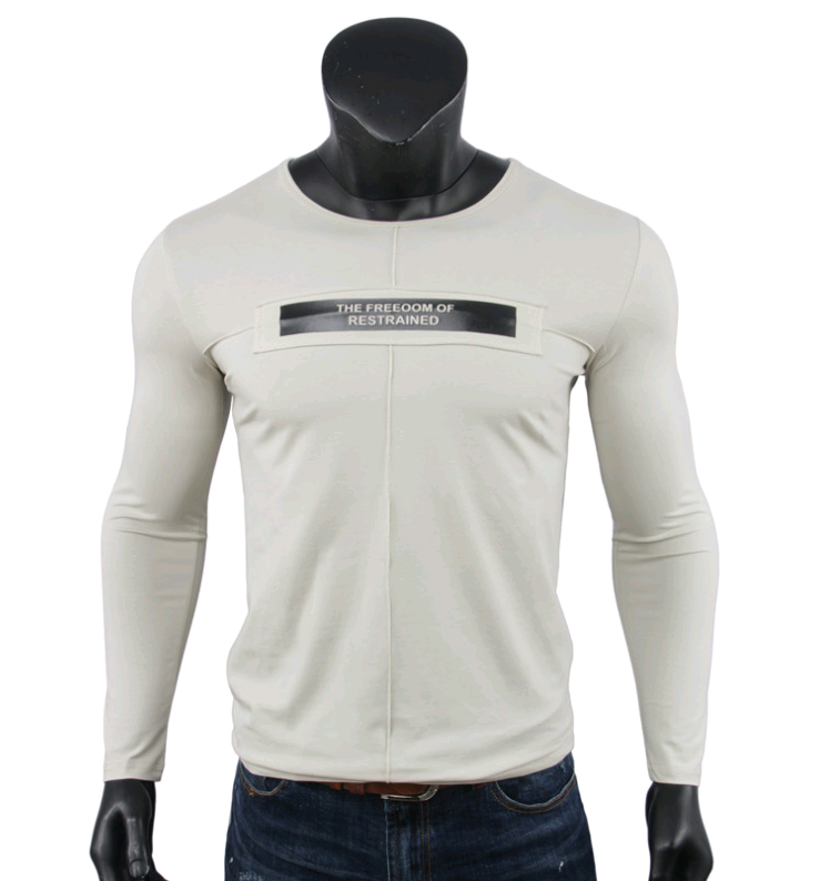 Long-sleeved t-shirt men's new print bottoming shirt 2021 men's spring round neck repair shirt cotton T-shirt