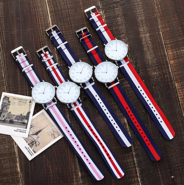 Geneva new nylon canvas casual watch Fashion ultra-thin dial personality wild ladies watch