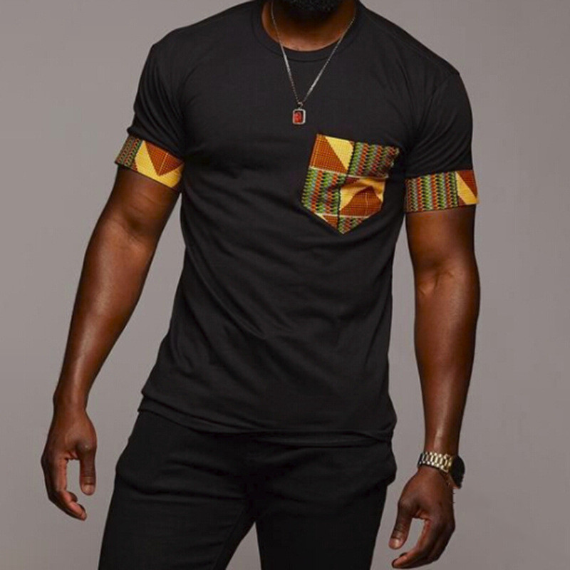 Men's round neck solid color short sleeve T-shirt