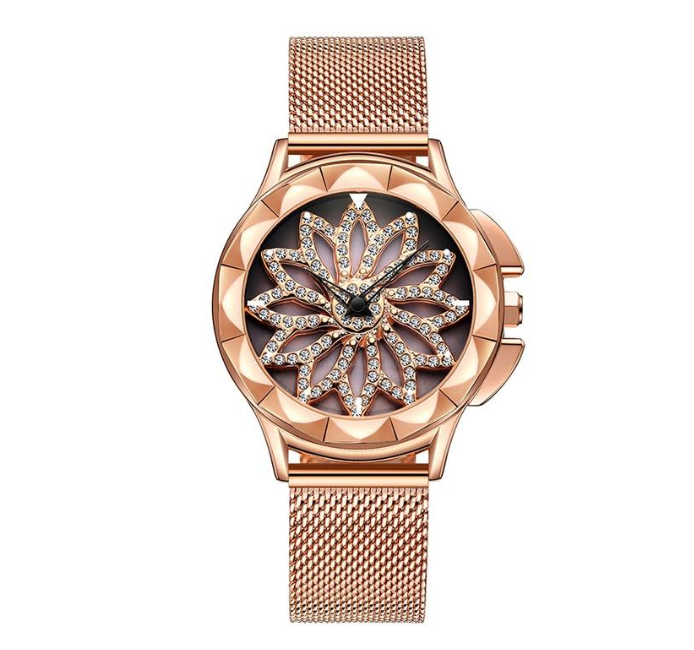 Diamond fashion mesh belt women's watch slim with female quartz watch