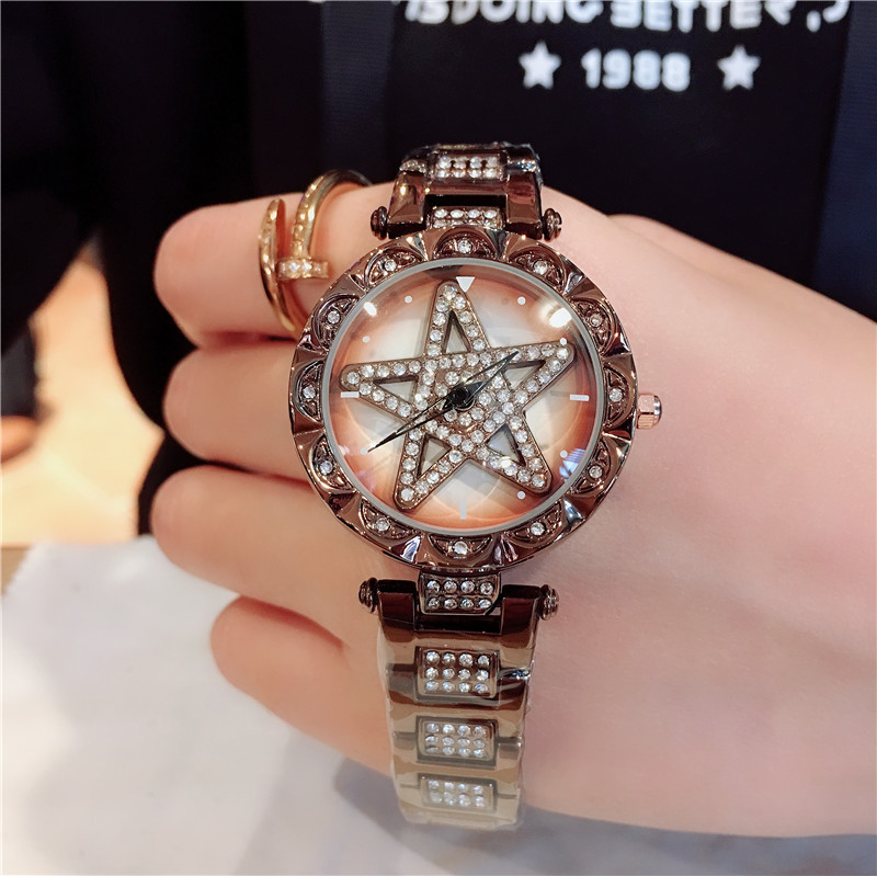 Explosive models to run the watch female fashion personality diamond-encrusted steel waterproof starry ladies watch