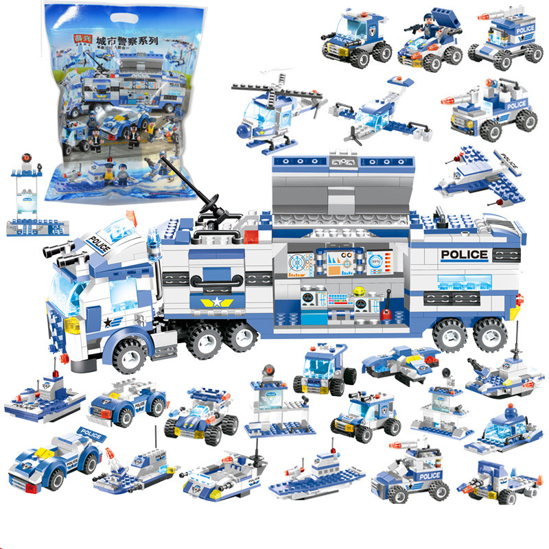 762Pcs Robot Aircraft Car City Police Building Blocks Set