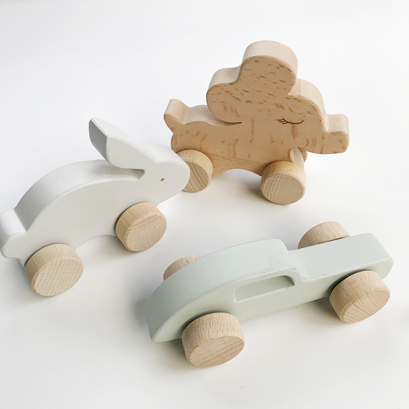 Solid wood scooter toy car