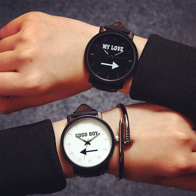 South Korea's new large dial lovers in the table 1314 male students good morning good night text control Harajuku retro girl Watch