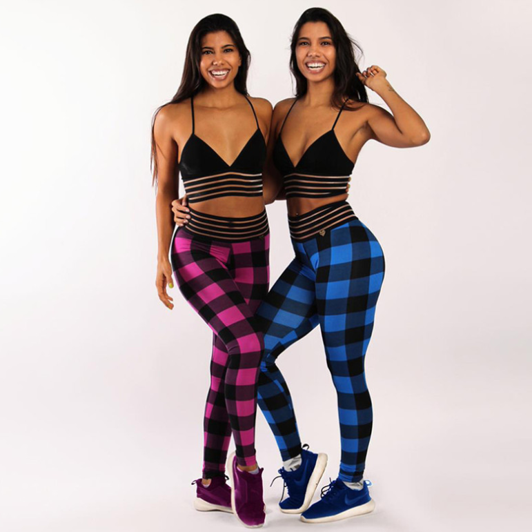 Autumn hot new women's print stitching yoga leggings