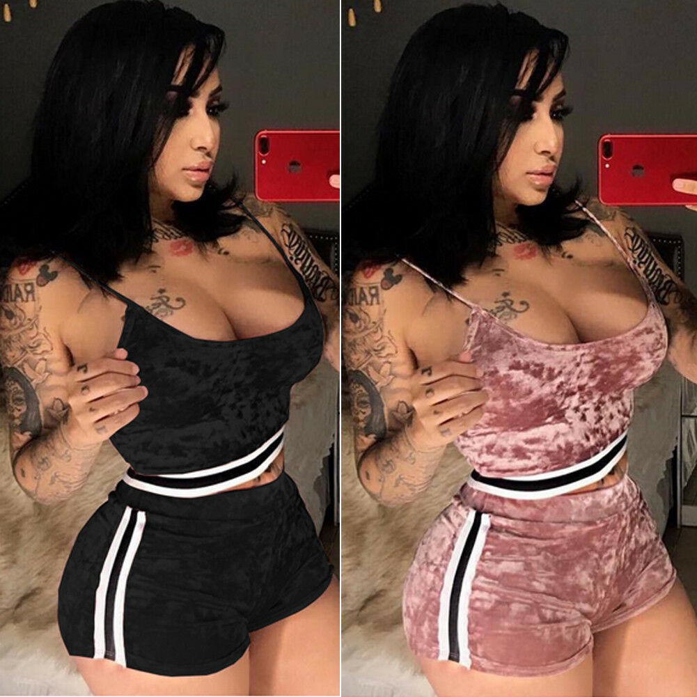 Gold Velvet Sling Two Piece Set