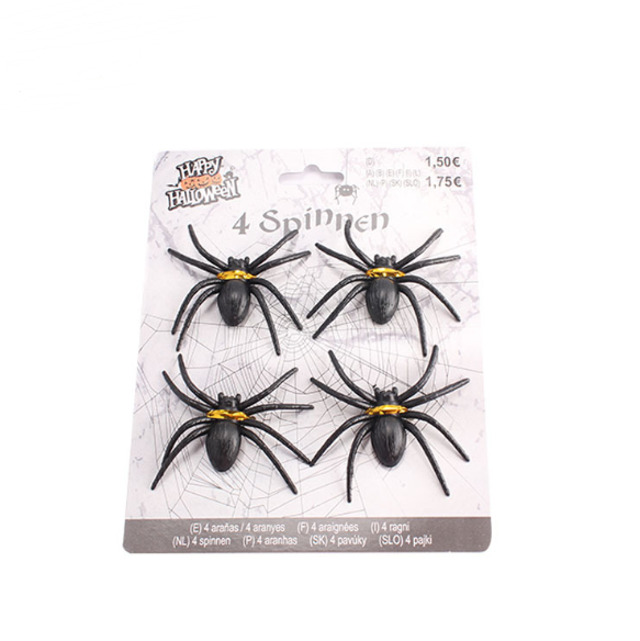 Halloween Decoration Black Spider Tied Card Spider 4PCS