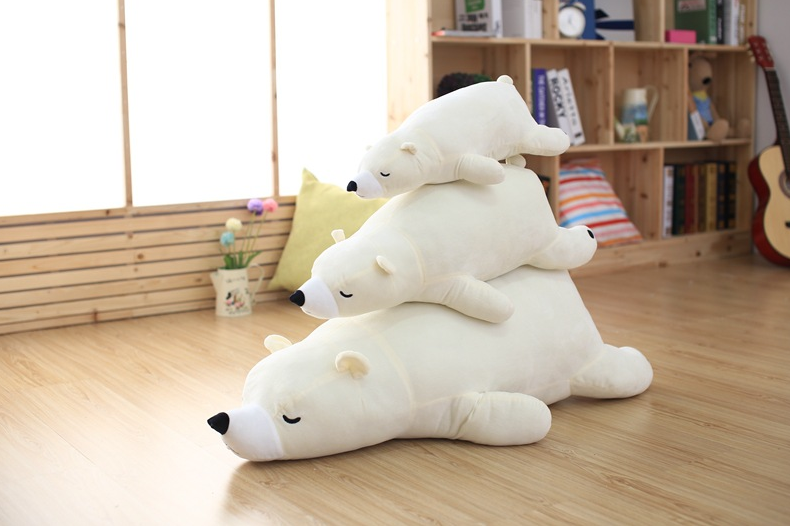 Polar bear sleeping plush toy doll