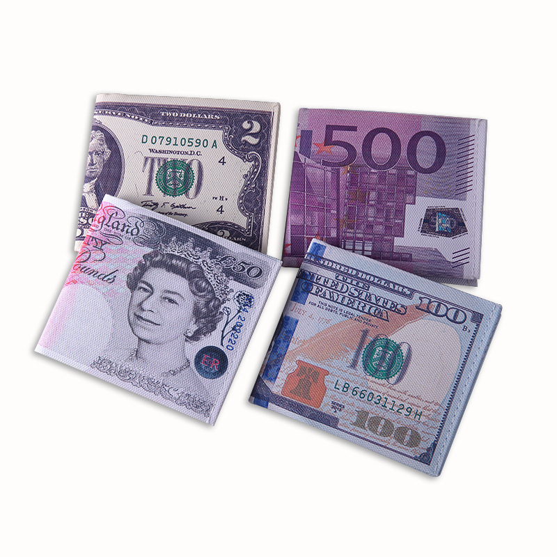 Canvas Wallet With Printed National Coins Pattern
