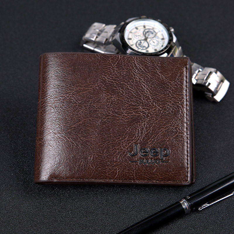 Customized Logo Short Wallet Male Simple Business Multi-card Position Wallet