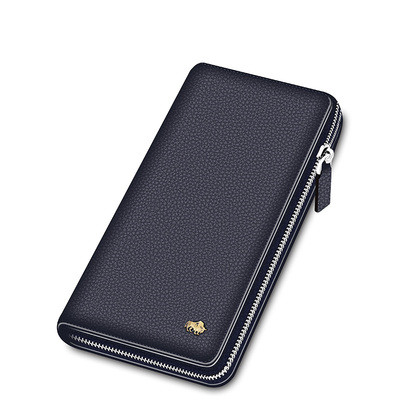 Leather business wallet with zipper