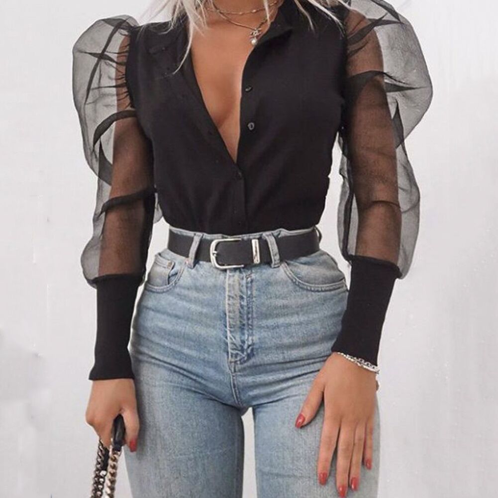 Puff sleeve long sleeve shirt