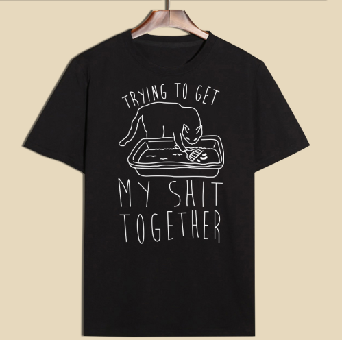 Funny cat print short sleeve